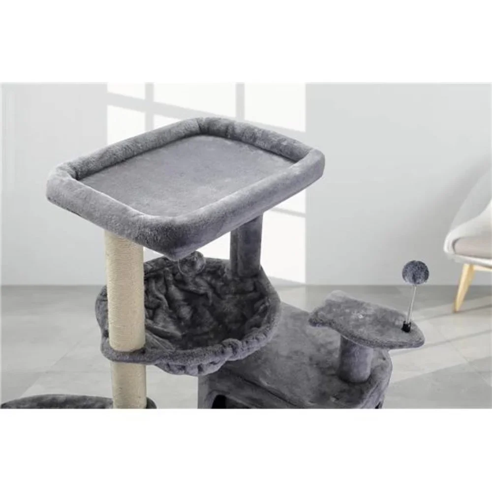Cat Tree with Cat Condo Big Hammock and Two Replacement Spring Balls, 33.46